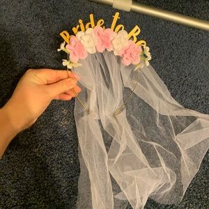 Bride to be flower crown with veil